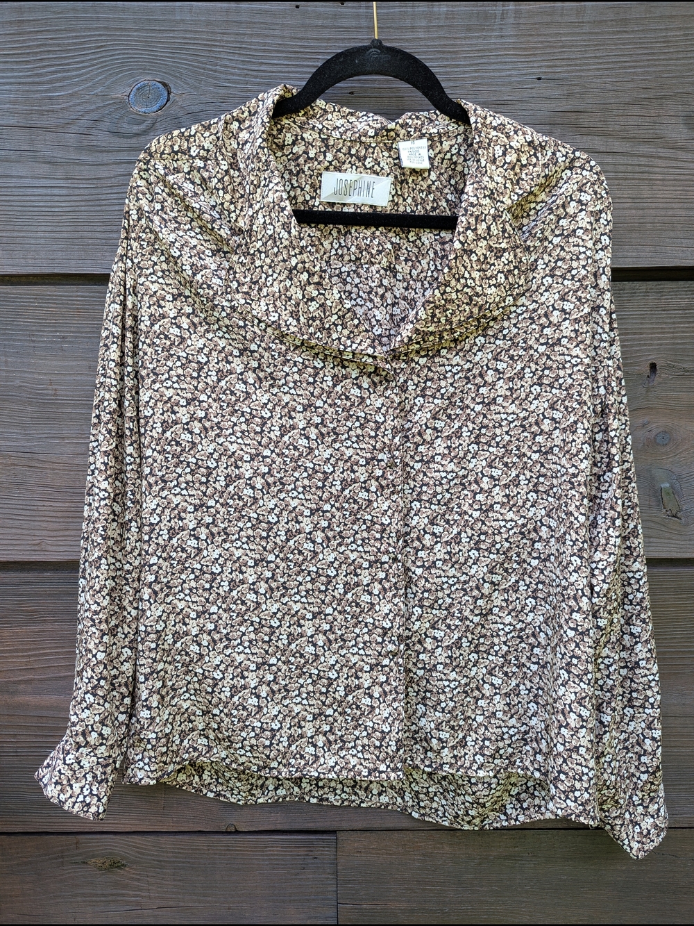 Vintage Josephine Brown & Cream Floral Button-up Blouse